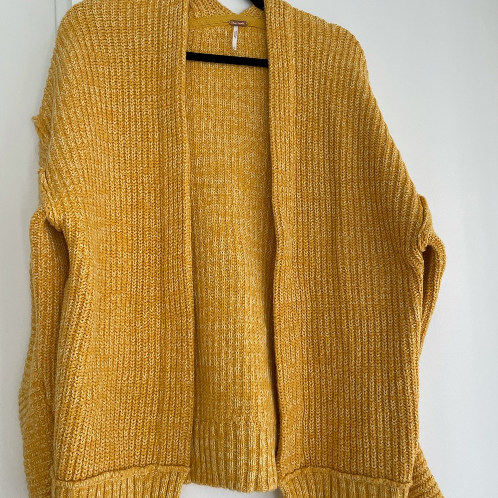 Gold Chunky Knit Cardigan Sweater